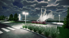 Silver Line - Cypress Waters Station Rendering Art at Night