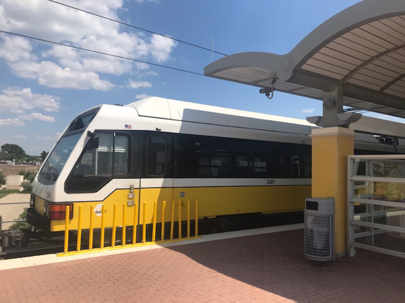 DART light rail vehicle stops at Royal Lane Station.