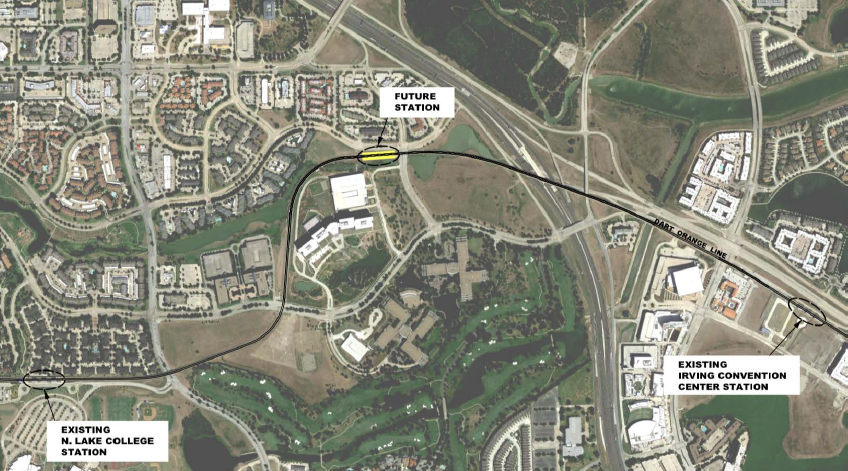DART’s Hidden Ridge Station is to sit between the North Lake College and Irving Convention Center stations and offer mobility options in the $1.5 billion Hidden Ridge development that Verizon Communications Inc. is creating.