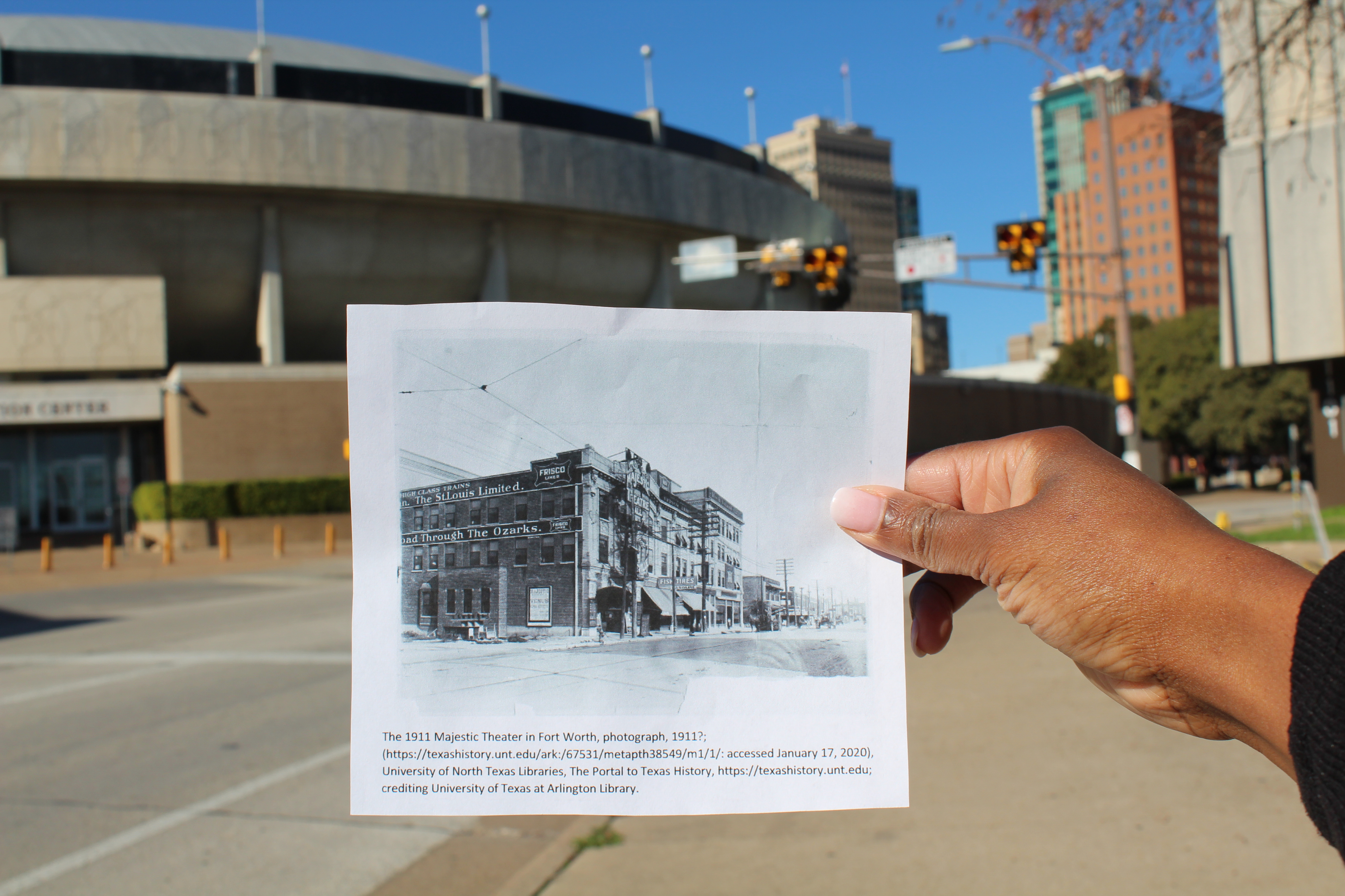 Former location of the Majestic Theater, which once stood at 1101 Commerce Street in Fort Worth, Texas.
